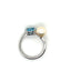 Toi at Moi Swiss blue Topaz and Freshwater Pearl Ring