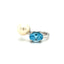 Toi at Moi Swiss blue Topaz and Freshwater Pearl Ring